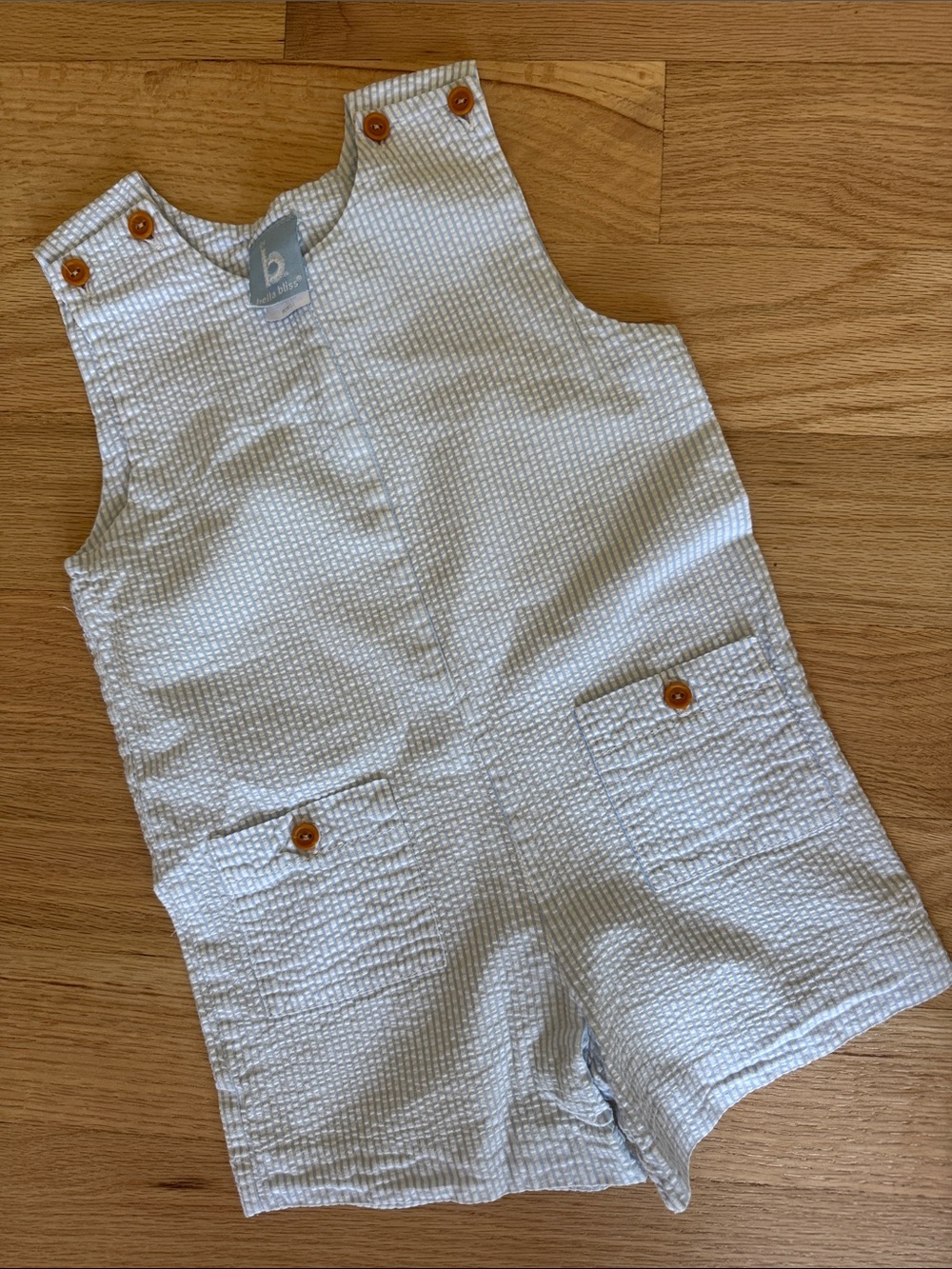 bella bliss seersucker Jon Jon Shortalls 24m